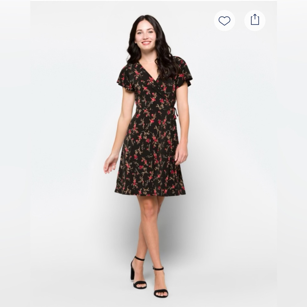 Kaileigh Black and Red Floral Mini Dress